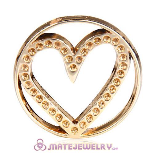 22mm Large Rose Gold Heart Alloy Window Plate