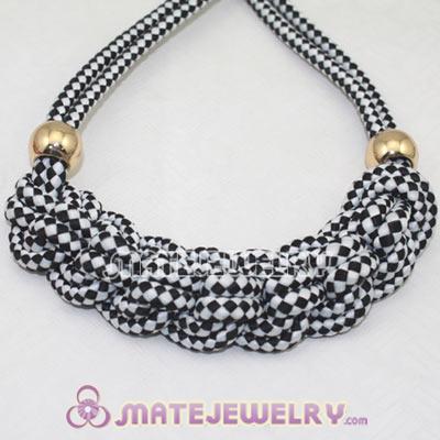 Handmade Weave Fluorescence Black White Cotton Rope Braided Necklace