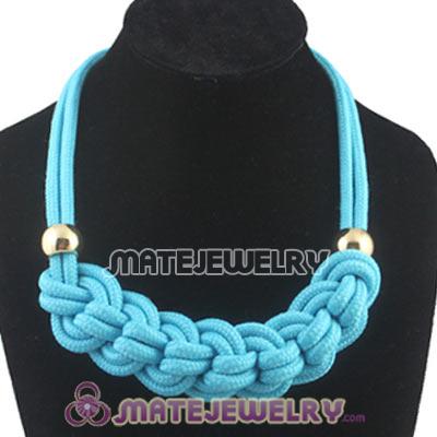 Handmade Weave Fluorescence Light Blue Cotton Rope Braided Necklace