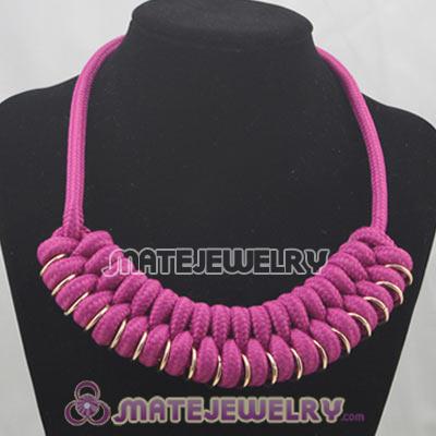 Handmade Weave Fluorescence Fuchsia Cotton Rope Braided Necklace