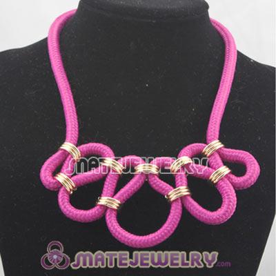 Handmade Weave Fluorescence Fuchsia Cotton Rope Necklace