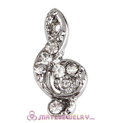 Platinum Plated Alloy Treble clef with Crystal Floating Locket Charms