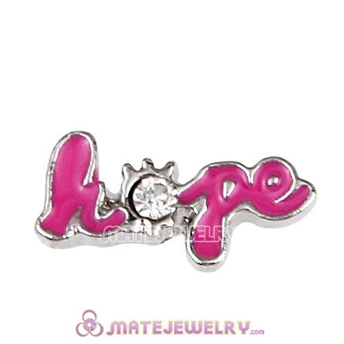 Platinum Plated Alloy Enamel Hope with Crystal Floating Locket Charms