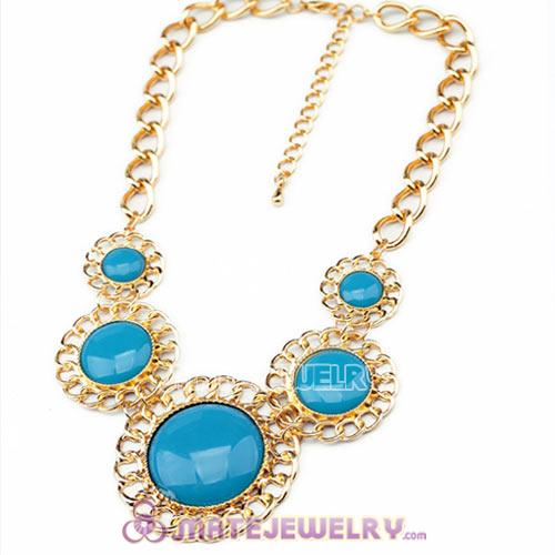 2014 Fashion Lollies Blue Resin Round Necklaces Wholesale