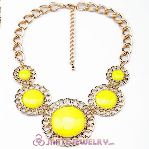 2014 Fashion Lollies Yellow Resin Round Necklaces Wholesale