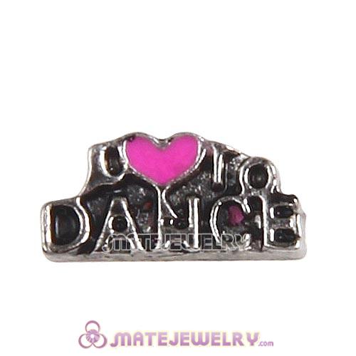 Platinum Plated Alloy Enamel I love to dance Floating Locket Charms
