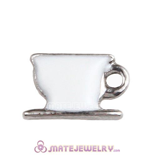 Platinum Plated Alloy Enamel Coffee cup Floating Locket Charms
