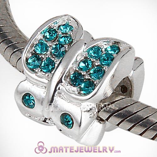 925 Sterling Silver Flutter Sky Bead with Blue Zircon Austrian Crystal