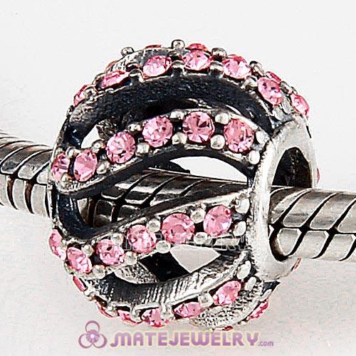 Sterling Silver Winter Wisp Beads with Light Rose Austrian Crystal European Style