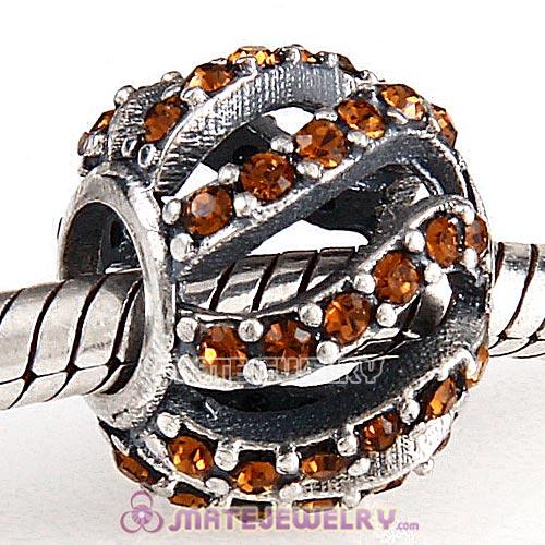 Sterling Silver Winter Wisp Beads with Smoked Topaz Austrian Crystal European Style