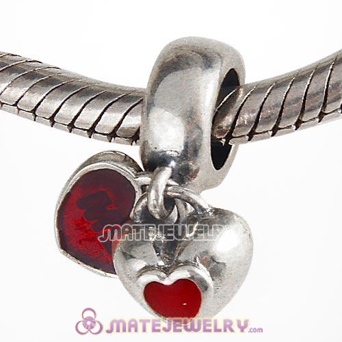Sterling Silver Dangle YOU and ME with Enamel Heart Beads