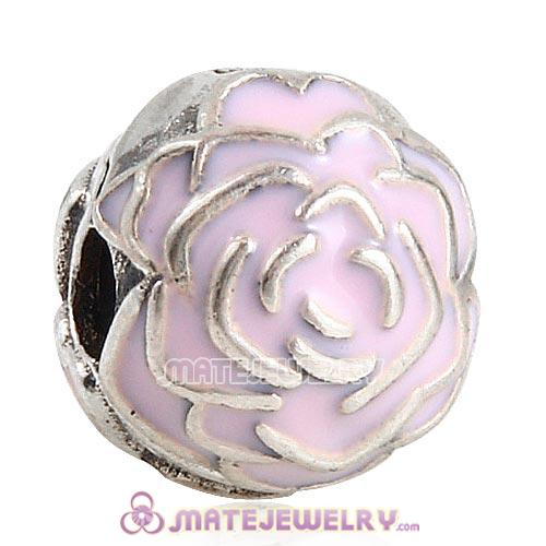 Sterling Silver Rose Garden Pink Enamel Clip Beads 