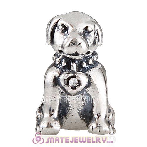Sterling Silver Labrador with Clear Crystal Charm Beads