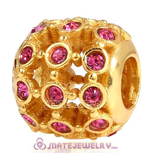 Gold Plated Sterling Silver In the Spotlight Bead with Rose Austrian Crystal