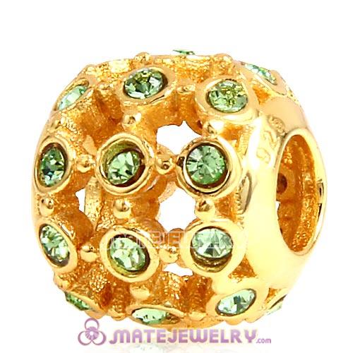 Gold Plated Sterling Silver In the Spotlight Bead with Peridot Austrian Crystal