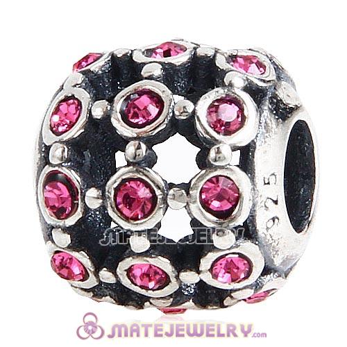 Antique Sterling Silver In the Spotlight Bead with Rose Austrian Crystal