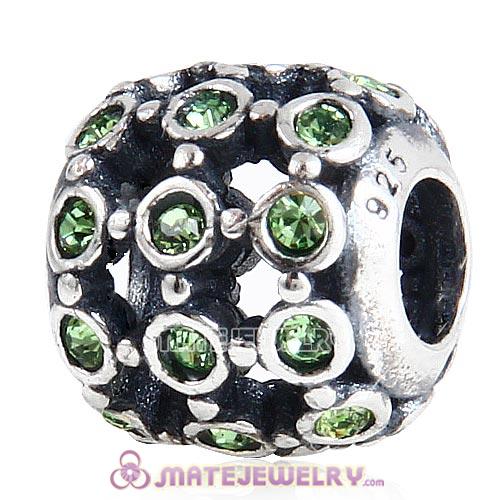 Antique Sterling Silver In the Spotlight Bead with Peridot Austrian Crystal