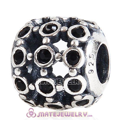 Antique Sterling Silver In the Spotlight Bead with Jet Austrian Crystal