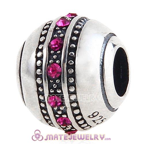 Sterling Silver Fast Lane Beads with Fuchsia Austrian Crystal European Style
