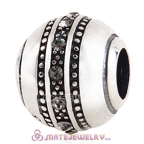 Sterling Silver Fast Lane Beads with Black Diamond Austrian Crystal European Style