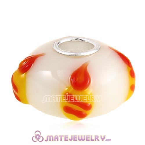 Handmade Christmas Candle Glass Beads in 925 Silver Core