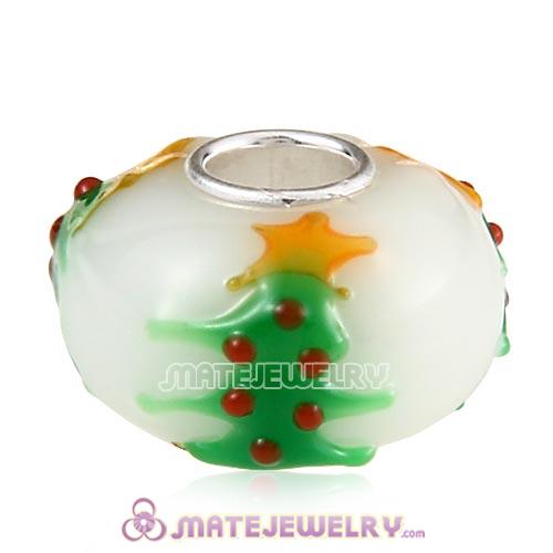 Handmade Christmas tree Glass Beads in 925 Silver Core