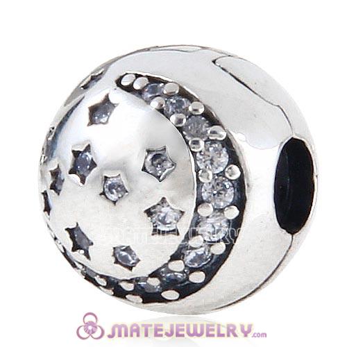 Sterling Silver Twinkling Night with Clear CZ Stone Clip Beads European Style