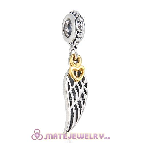 European Style Sterling Silver Golden Heart and Guidence Dangle Charm