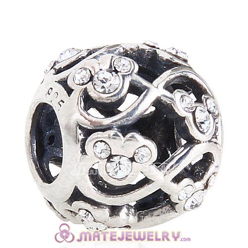2015 Sterling Silver Minnie and Mickey Infinity Charm with Clear Austrian Crystal