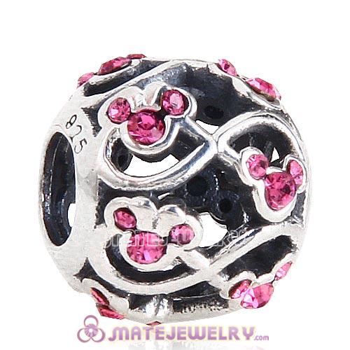 2015 Sterling Silver Minnie and Mickey Infinity Charm with Rose Austrian Crystal