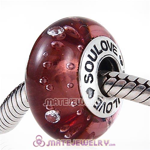 High Grade SOULOVE Glass Beads with CZ Stone 925 Silver Core with Screw Thread