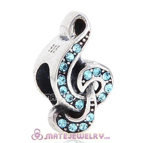Sterling Silver Sweet Music Beads with Aquamarine Austrian Crystal