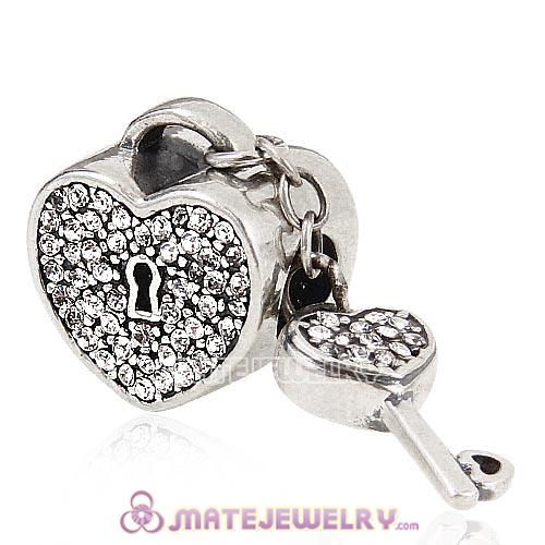 Sterling Silver Locks of Love Charm with Clear Austrian Crystal