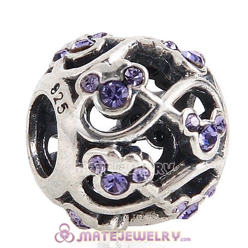 2015 Sterling Silver Minnie and Mickey Infinity Charm Beads with Tanzanite Austrian Crystal
