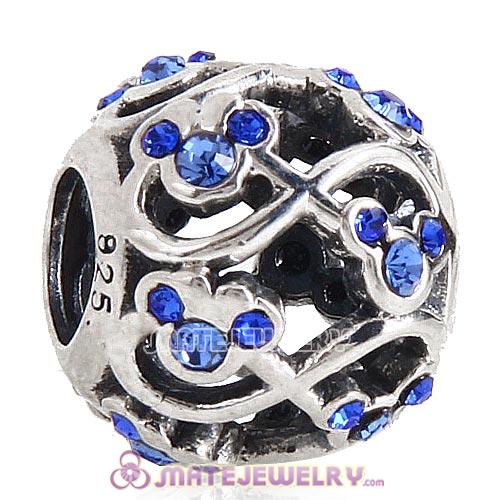 2015 Sterling Silver Minnie and Mickey Infinity Charm Beads with Sapphire Austrian Crystal