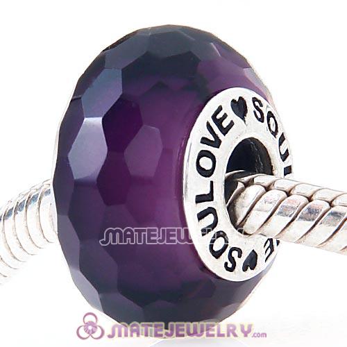 High Grade SOULOVE Amethyst Faceted Glass Beads 925 Silver Core with Screw Thread
