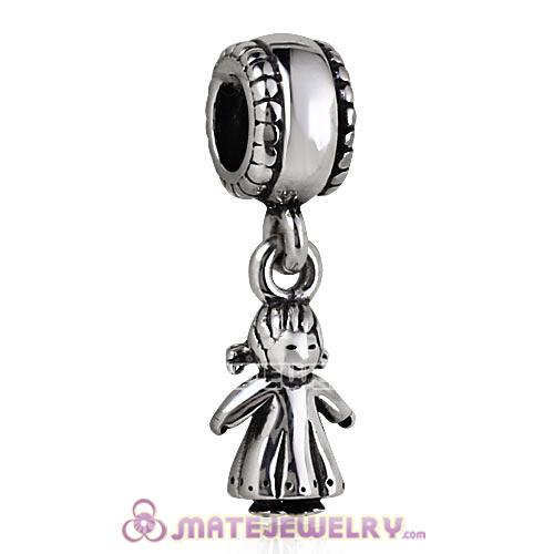 European 925 Sterling Silver Jewelry Dangle Little Girl Charms Beads with Screw Thread