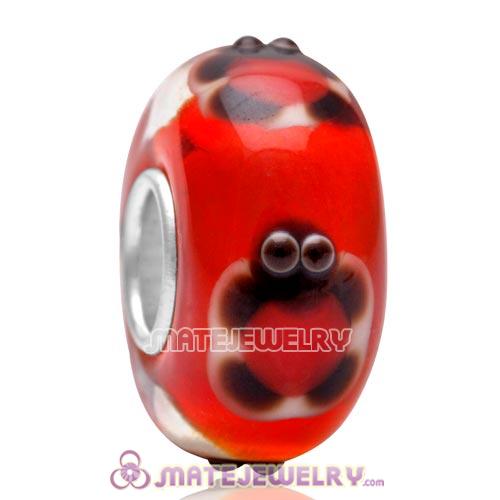 High-class Handmade New Animal Style Baby Turtle Red Glass Beads In Authentic 925 Silver Core  