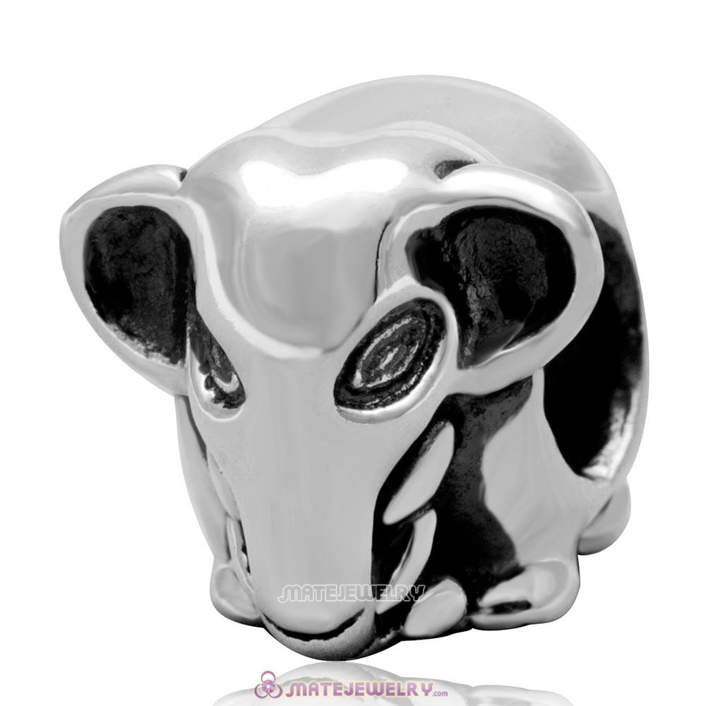 925 Sterling Silver Animal Elephant Bead and Charm