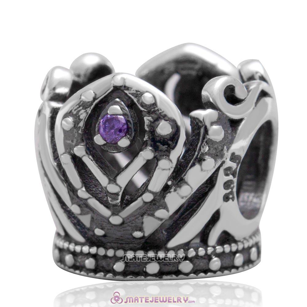 Frozen Anna Crown Antique Sterling Silver Bead with Purple CZ