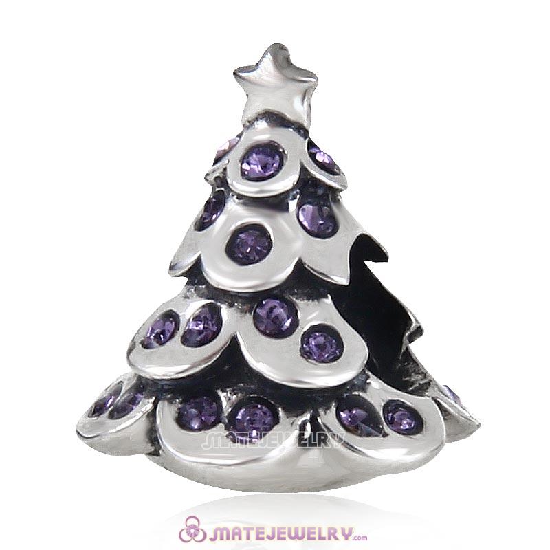 Christmas Tree Charm 925 Sterling Silver Beads with Bling Tanzanite Australian Crystal
