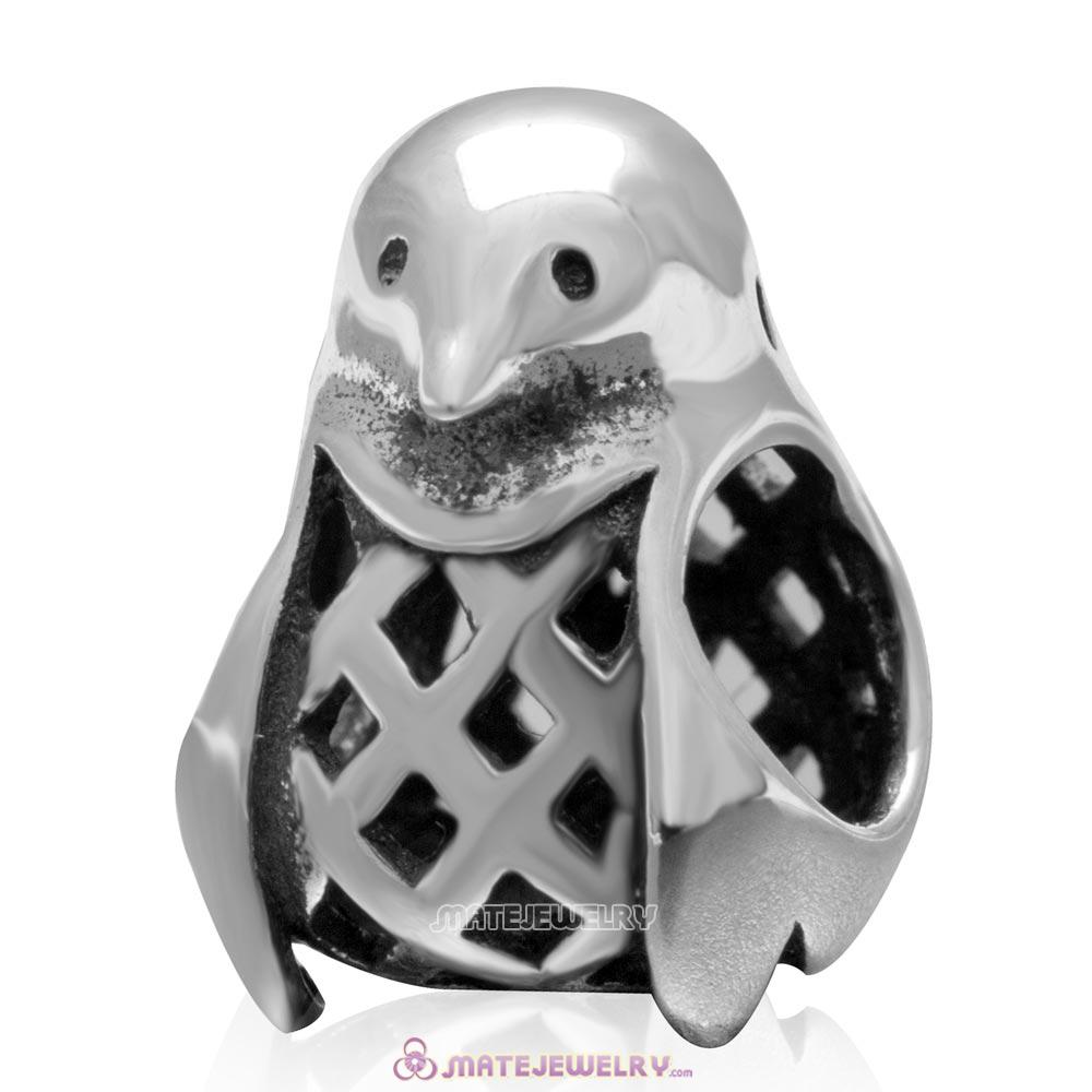 Penguin Charm New Style Antique Sterling Silver Bead