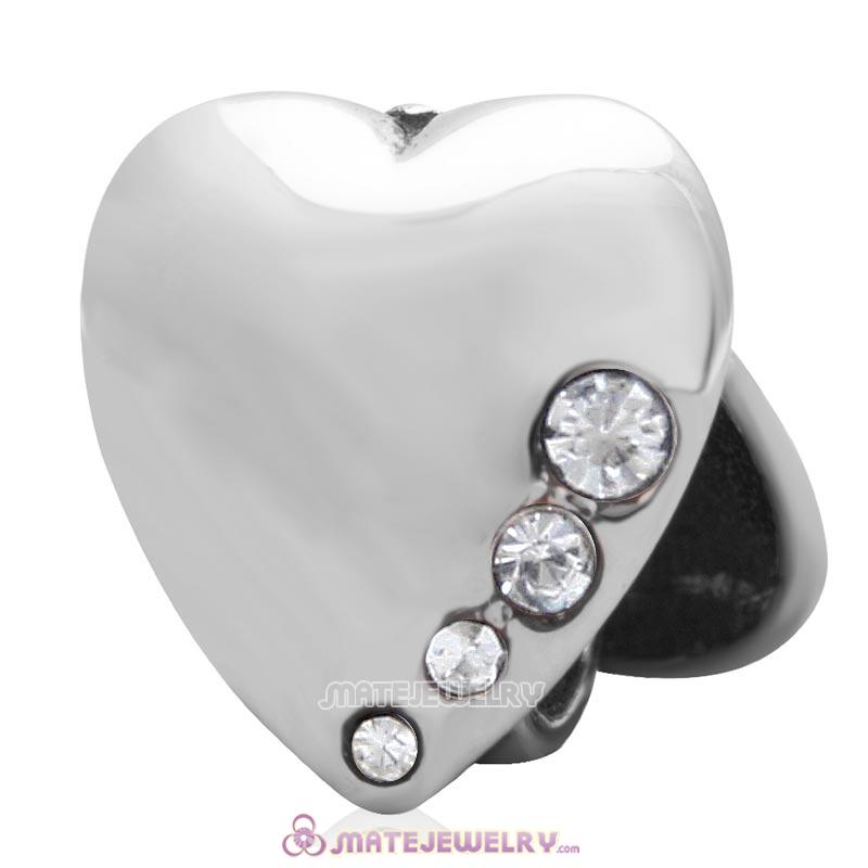 925 Sterling Silver Heart to Heart with Clear Australian Crystal Charm