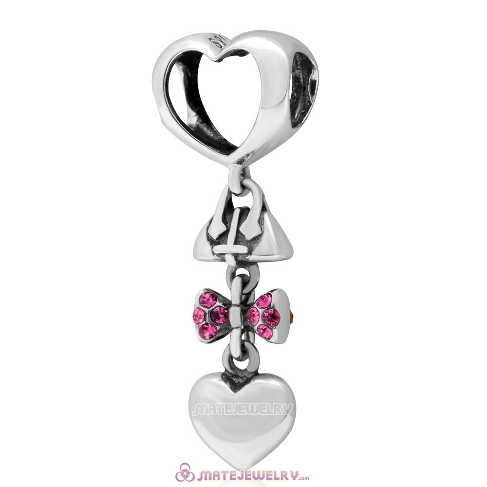  Fashionably Tied 925 Sterling Silver Rose Australian Crystals Charm 