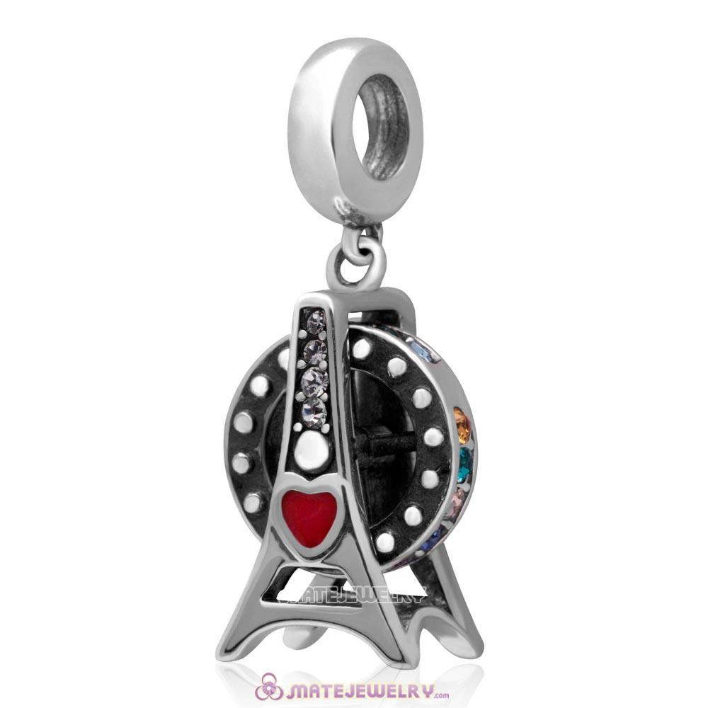 Loves Ferris Wheel Dangle 925 Sterling Silver with Colorful Australian Crystal Charm