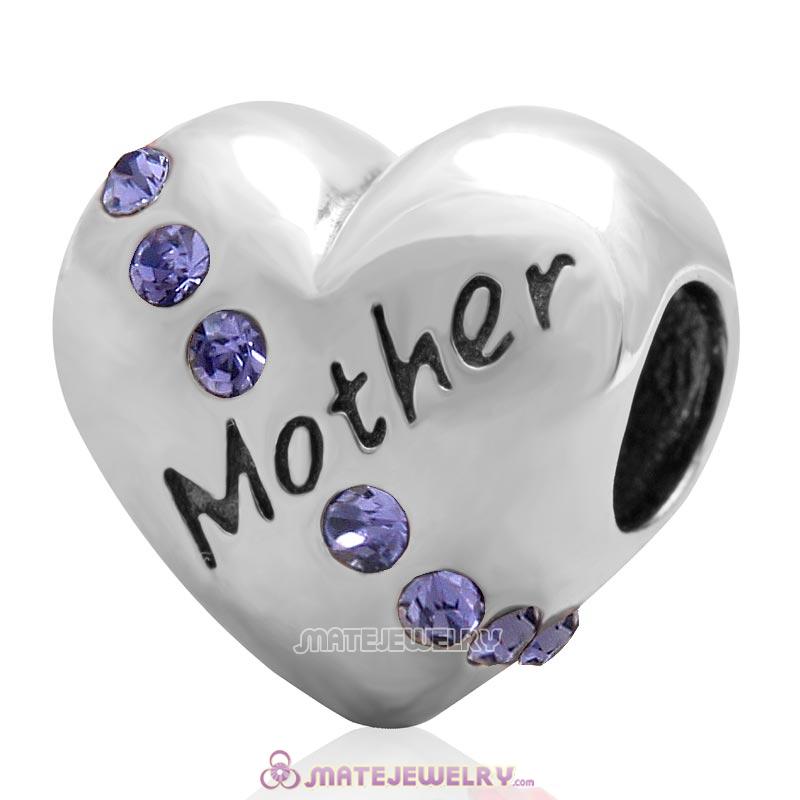 Tanzanite Crystal Mother Heart Love Bead 925 Sterling Silver 