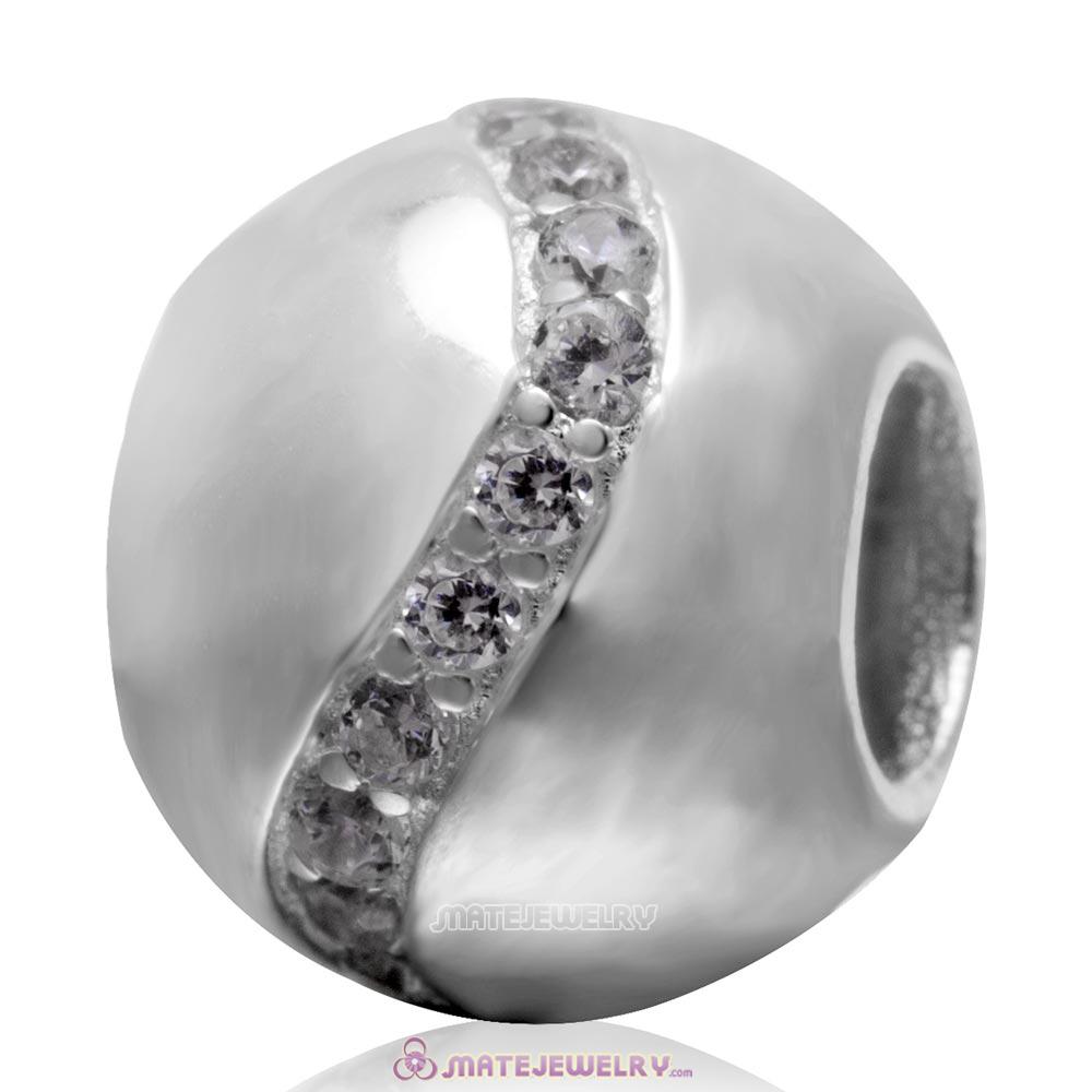 Clear Cz 925 Sterling Silver Ball Bead 
