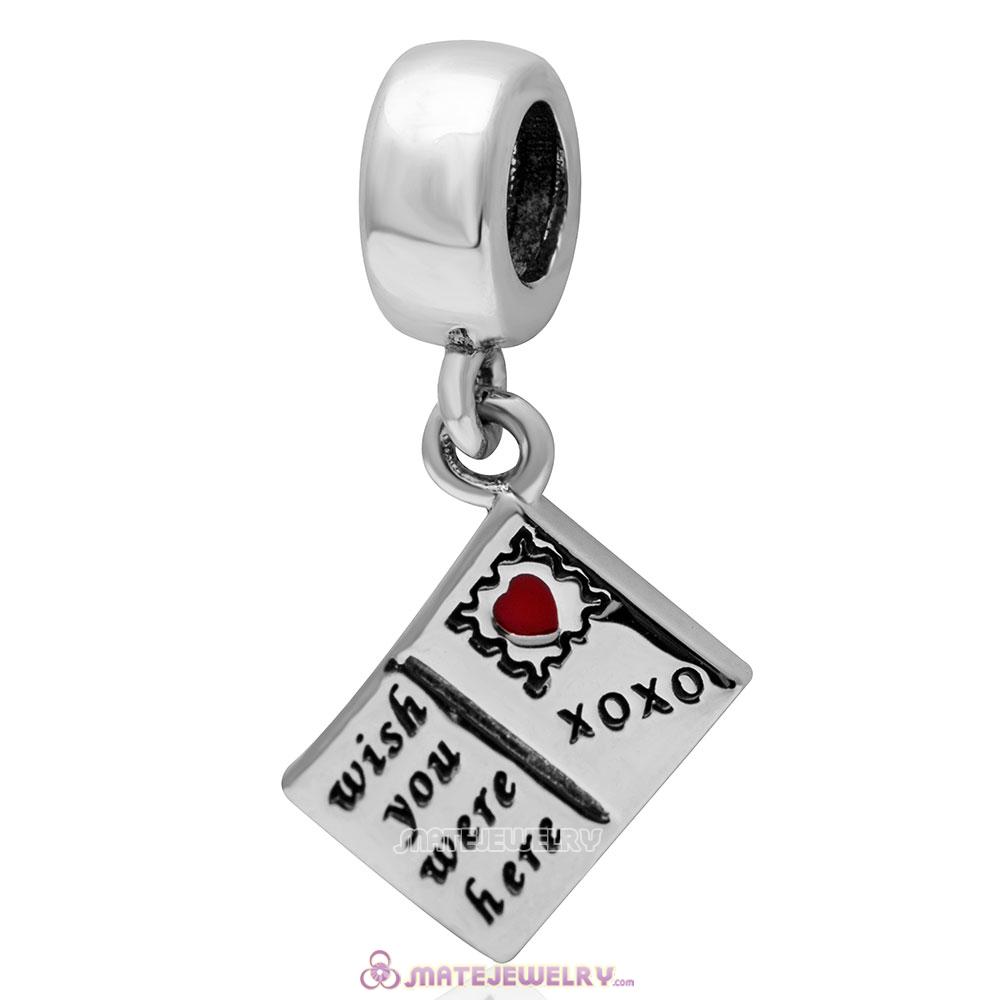 Wish You Were Here 925 Sterling Silver Postcard Charm
