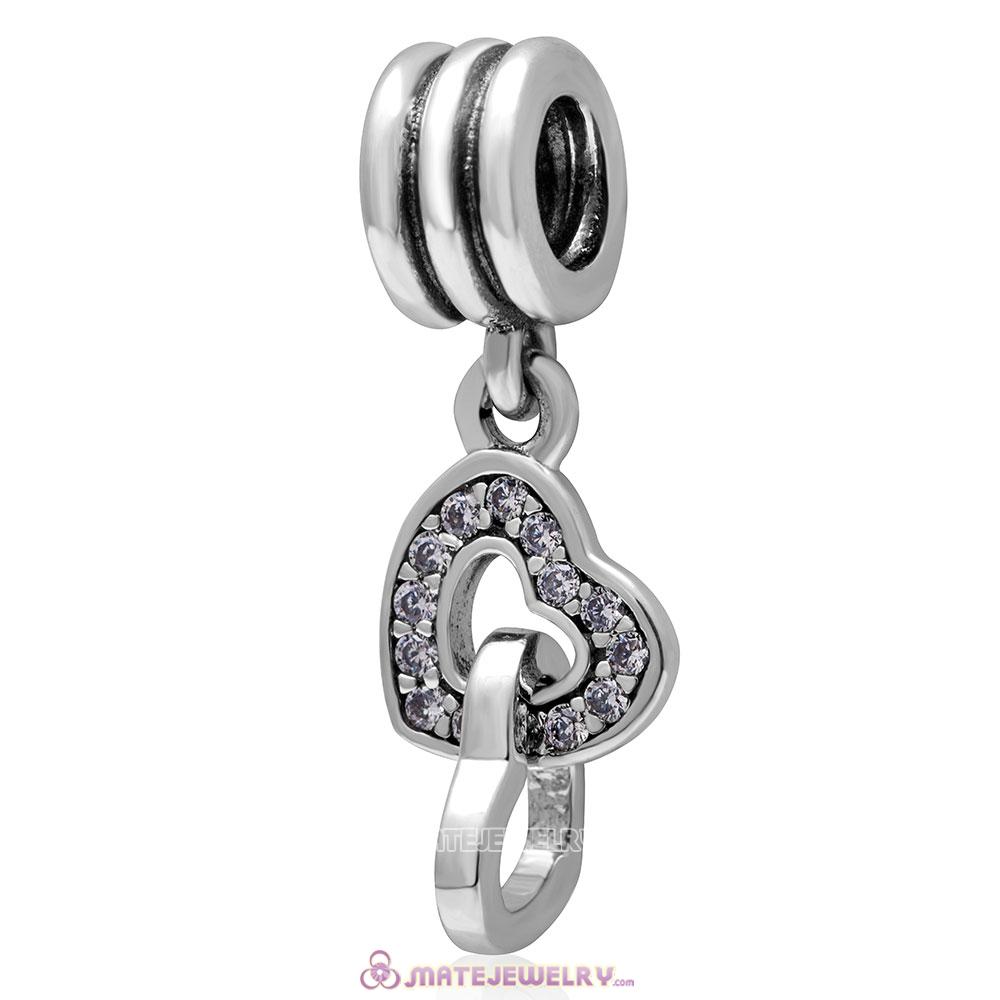 Heart to Heart 925 Sterling Silver Clear Cz Charm