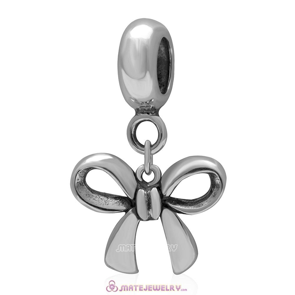 Lucky Ribbon Bow 925 Sterling Silver Dangle Bead
